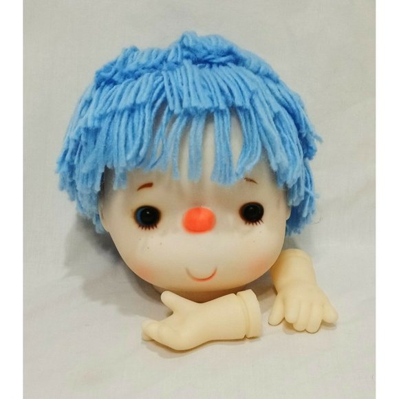 Doll Head Blue Hair with Hands 6" Caucasian out of package - Picture 1 of 9